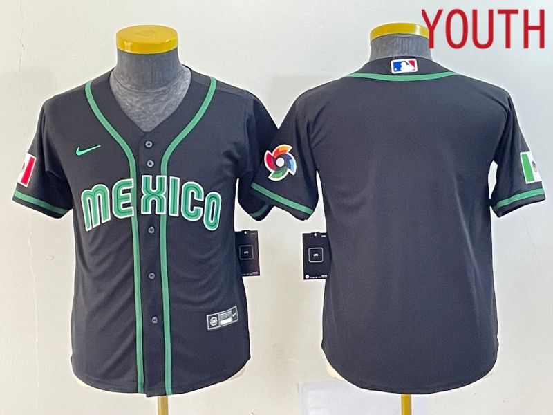 Youth 2023 World Cub Mexico Blank Black Nike MLB Jersey13->women mlb jersey->Women Jersey